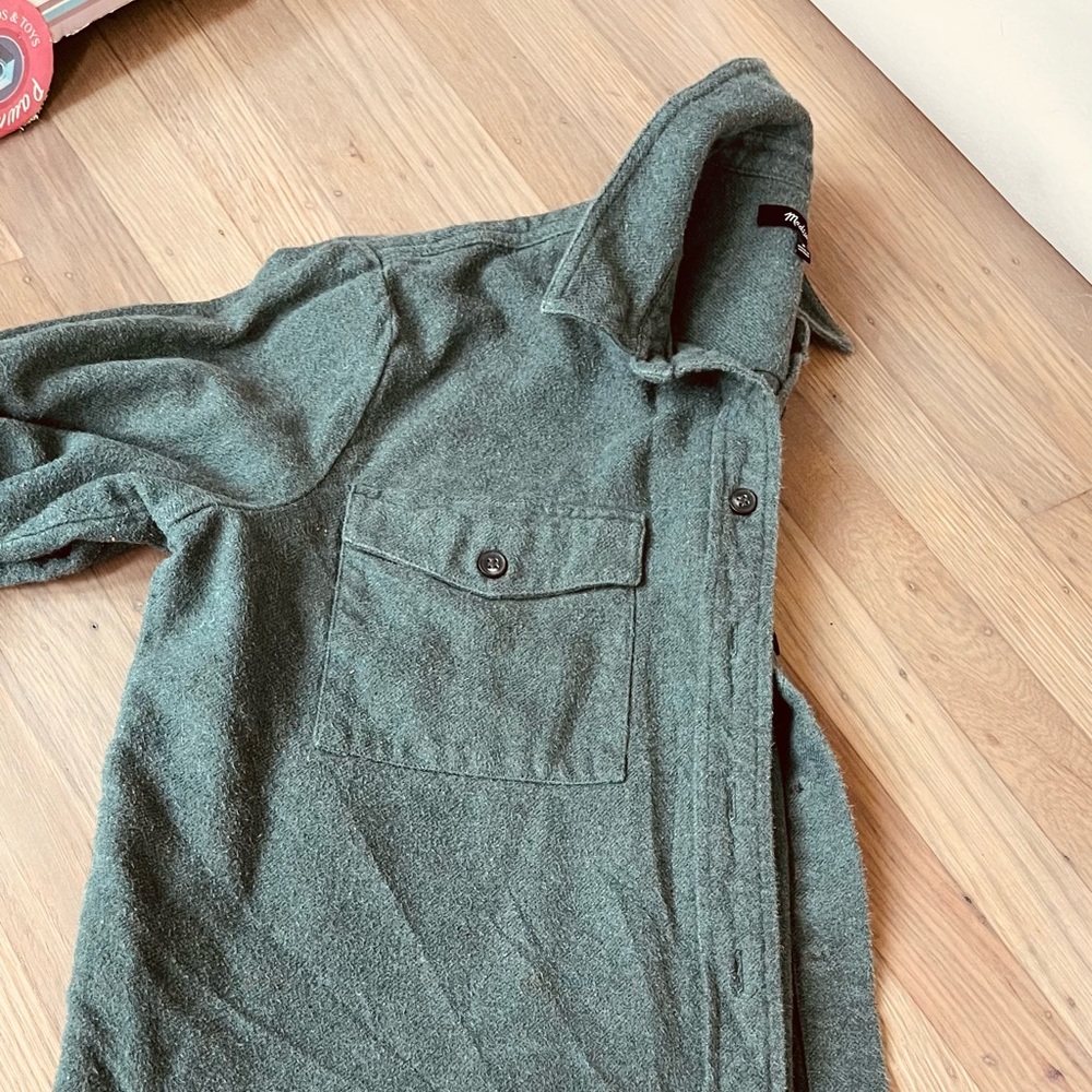 Madewell hunter green flannel button down